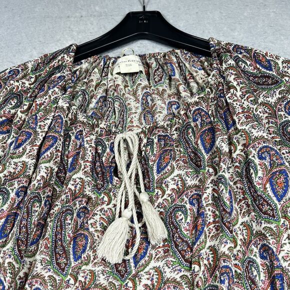 Ralph Lauren Blouse Womens Size Medium Paisley Denim Supply Gauzy Feel RL Boho - Picture 2 of 10